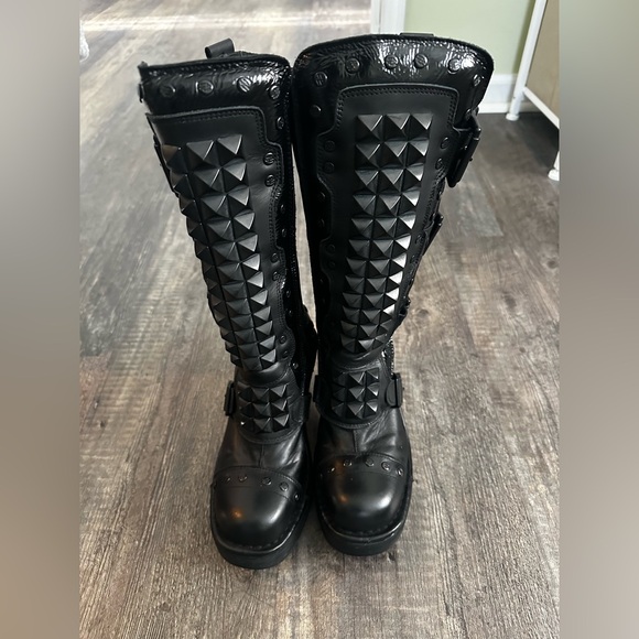 New rock black Italian leather Metallic studded boot - size 39 (US 8) worn once - Picture 13 of 16